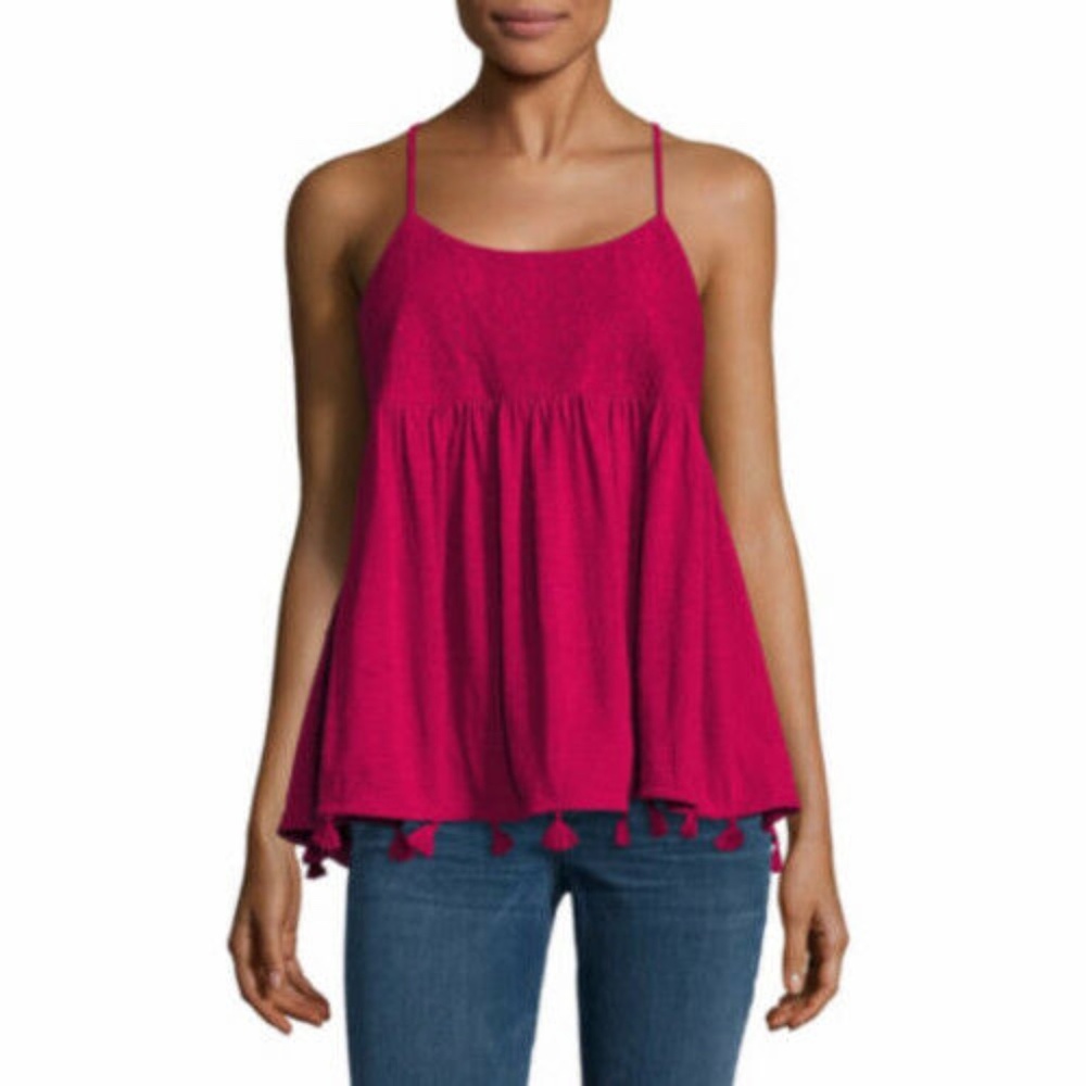 ✴️NEW✴️a.n.a Baby Doll Tank Top w/halter style tie back. Lush Berry. Small.